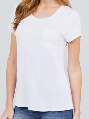 ShopEvelynne White Short-Sleeve Pocket Tee